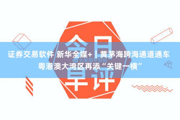 证券交易软件 新华全媒+｜黄茅海跨海通道通车 粤港澳大湾区再添“关键一横”