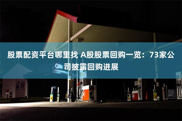 股票配资平台哪里找 A股股票回购一览：73家公司披露回购进展