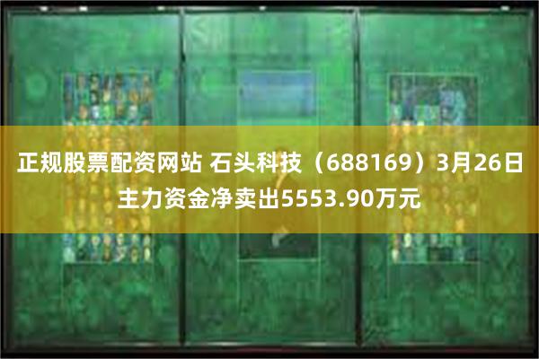 正规股票配资网站 石头科技（688169）3月26日主力资金净卖出5553.90万元